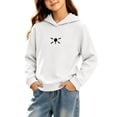 thumbnail image 2 of Falkdiz Girls Hooded Sweatshirts Loose Cute Pullover Outdoor Graphic School Daily Long Sleeve Gifts Tops for Girls Winter , White , Size: 0-1 Years, 2 of 6