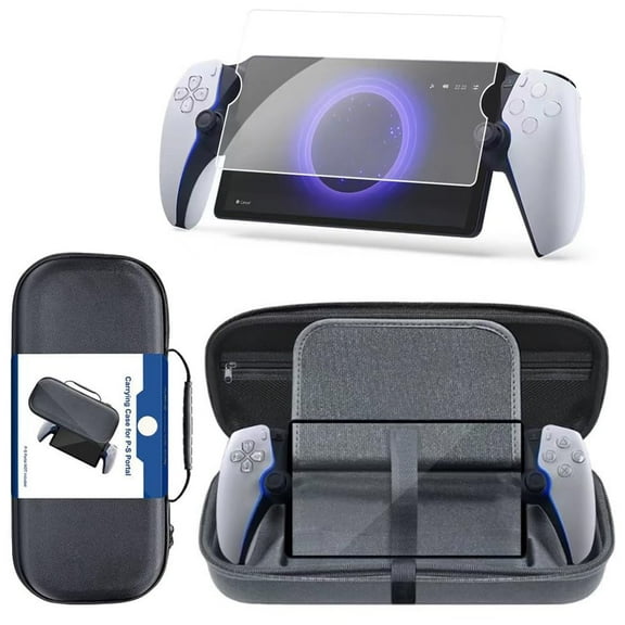 Uberwith Portal PS Protective Case Compatible with PS Portal Accessories, EVA Travel Carrying Case and 9H Hardness Tempered Glass Screen Protector for PS…