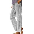 thumbnail image 2 of Patlollav Womens Cotton Linen Fabric Simple Rolled Hem Casual Pocket Straight Leg Pants, 2 of 6