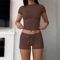 thumbnail image 4 of ShomPort Womens Matching Clothing Set Summer Lounge Workout Slim Tops and Shorts Activewear Two Piece Outfits, 4 of 6