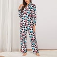 thumbnail image 2 of Picia Heart Panda Pattern Women’s Long-Sleeve Sleepwear Set - Soft 2-Piece Loungewear with Pockets, Comfy PJs for Relaxing Nights-Medium, 2 of 7