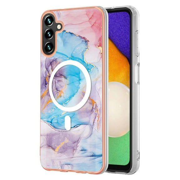 TECH CIRCLE Strong Magnetic Samsung Galaxy A34 5G Case, Compatible with MagSafe Military Grade Drop Protection Colorful Marble Slim Phone Cover for Galaxy A34 5G 6.2" 2023,Blue Marble