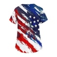 thumbnail image 5 of 4th of July Scrub Tops for Women Casual Short Sleeve American Flag Print Scrub Shirts V Neck Independence Day Patriotic Scrubs Medical Nurse Uniform Nursing Workwear with Pockets Vermilion S, 5 of 5