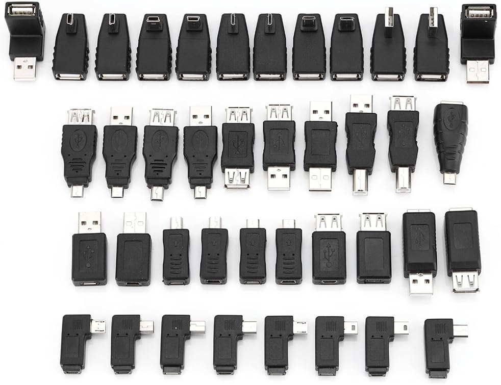 ZAGHNRENJ USB2.0 Adapters, Different Angled Pack of 40 Mini Micro Type B Male Female Converter Connector AAW-227
