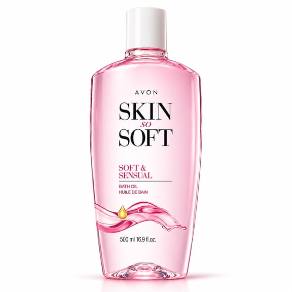 AVON Skin So Soft Soft & Sensual Bath Oil with Argan— Moisturizing Shower Oil for Dry Skin — Hydrating in & After-Shower Care for Women & Men —Non Greasy, Scented Bath and Body Essential, 16.9 fl oz