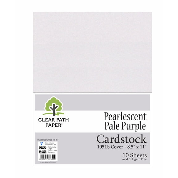 Pearlescent Pale Purple Cardstock - 8.5 x 11 inch - 105Lb Cover - 10 Sheets - Clear Path Paper