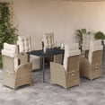 thumbnail image 2 of Bowery Hill 7 Piece Poly Rattan Garden Dining Set in Black/Cream White, 2 of 10