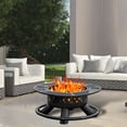 thumbnail image 5 of 47Inch Wood Burning Fire Pit Table with Grills and Lid, 5 of 6
