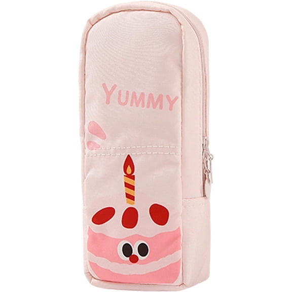 Standing Toiletry Bag for Travel, Stand-Up Pouch with Brush Holder, Makeup Brush Travel Case, Pencil Case Organizer for Cosmetics, Toiletries, And Stationery(Pink)