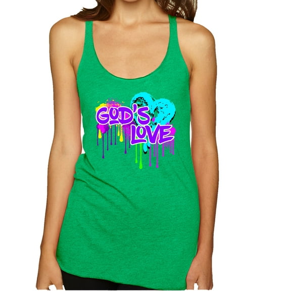 Wild Bobby, Graffiti Art God's Love, Inspirational/Christian, Women Tri-Blend Racerback Tank Top, Envy, Large