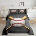 thumbnail image 1 of Juego de cama de béisbol 3D Bate de béisbol Impreso Edredón para Niños Niños Adolescentes 3D, 1 of 5