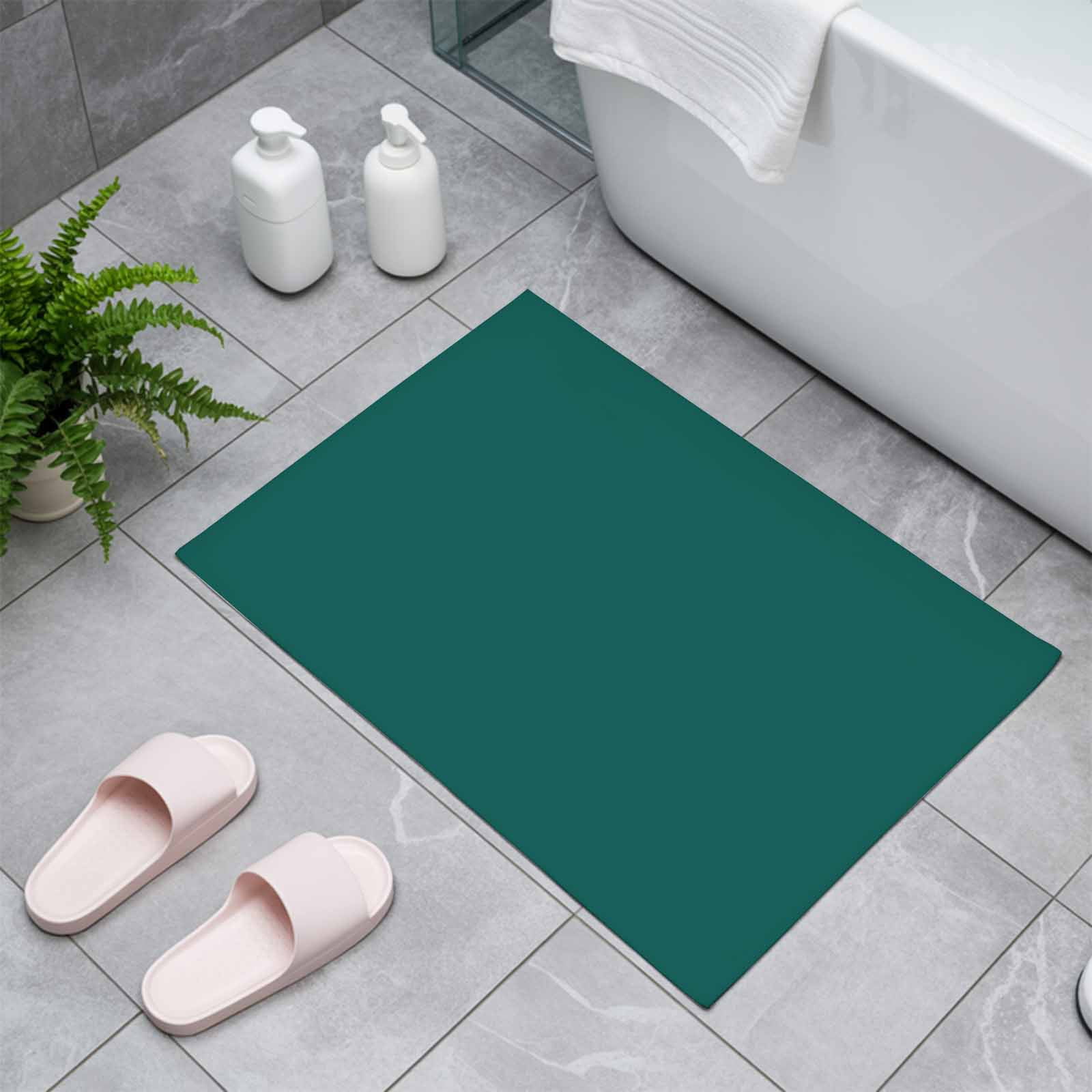Dark Green Indoor Door Mat - 20"x31.5", Non-Slip Welcome Mat for Outdoor, Farmhouse Solid Green Color Modern Art Front Doormat for Entry, Low-Profile Doormat Entrance Rug for Kitchen/Bathroom
