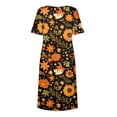 thumbnail image 6 of Women's Halloween Themed Casual Dress, Round Neck with Pockets Style , Everyday Outings, Halloween Print Casual Dress for Ladies Orange S, 6 of 6