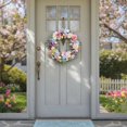 thumbnail image 2 of Artificial Easter Egg Flower Wreath - 16 Inch Spring Door Wreath with Flowers, Green Leaves, and Easter Eggs for Front Door, Wall, or Porch, 2 of 8