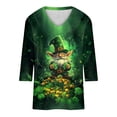 thumbnail image 5 of TaTaai Women's Spring Holiday T-Shirt V-Neck 3/4 Sleeve Loose Fit St. Patrick's Day Printed Top Irish Theme Casual Modern Blouse Gift, 5 of 5