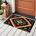thumbnail image 5 of Boho Orange Teal Bathroom Mat 2x3 FT, Non Slip Small Kitchen Mat, Southwestern Abstract Geometric Ethnic Washable Soft Backed Front Door Throw Rug Indoor Outdoor Doormat for Entryway Sink, 5 of 9