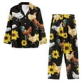 thumbnail image 3 of Renewold Sunflowers Chicken Button Down Pajama Set of 2 Indoor Women Daily Wear Vacation Party Birthday Gifts Fit for All Seasons Soft Outfits Loungewear Tops Size 4XL, 3 of 6