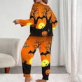 thumbnail image 5 of Plus Size Cute Pajamas for Women Set Crew Neck Pumpkin Ghost Graphic Sleepwear Long Sleeve Pjs Halloween Outfits Yellow 4XL, 5 of 6