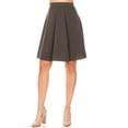 thumbnail image 4 of Women's High Waist Basic Stretchy Casual Solid A-Line Midi Skirts, 4 of 5