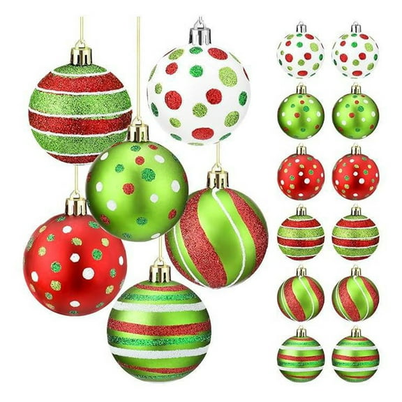 12 Pcs Christmas Tree Ball Ornaments 2.4 Inch Glittering Plastic Hanging Decorations Shatterproof Swirl Candy Cane Balls Christmas Tree Pendants for Xmas Holiday Party Decoration (12)