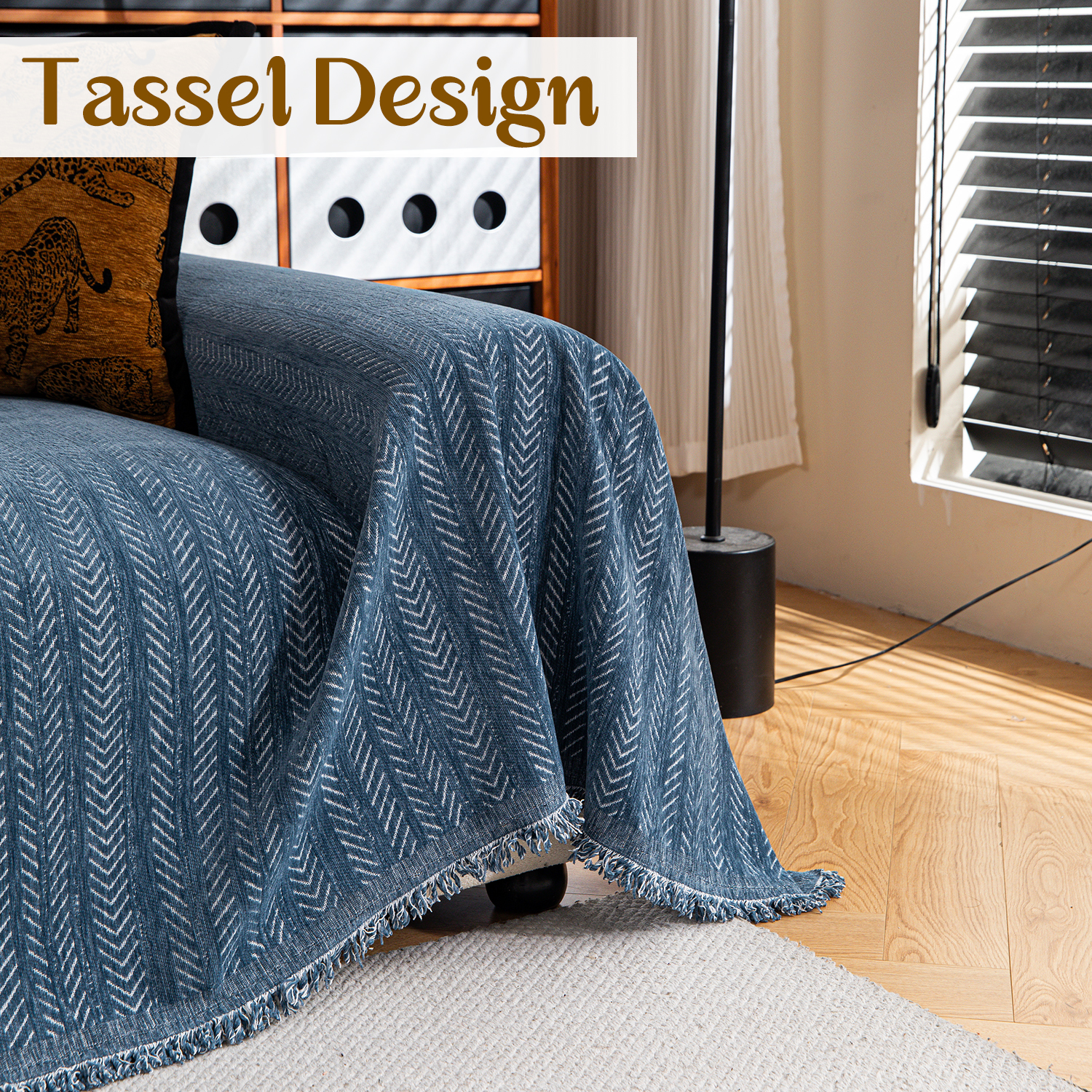 Jessy Home Sofa Cover Slipcover Couch Cover Protector Durable Multi-Function Furniture Cover for Dogs Cats Home Decor 71"x 134"Deep Blue