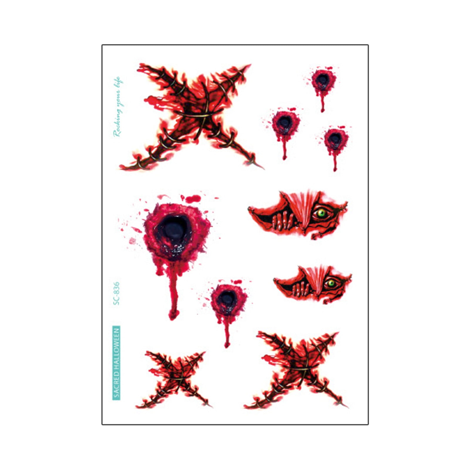 Halloween Stickers Waterproof Simulation Scratches Scars Bite Marks