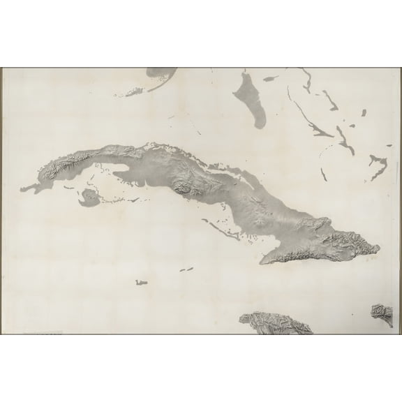 24"x36" Gallery Poster, cia terrain map of Cuba p1