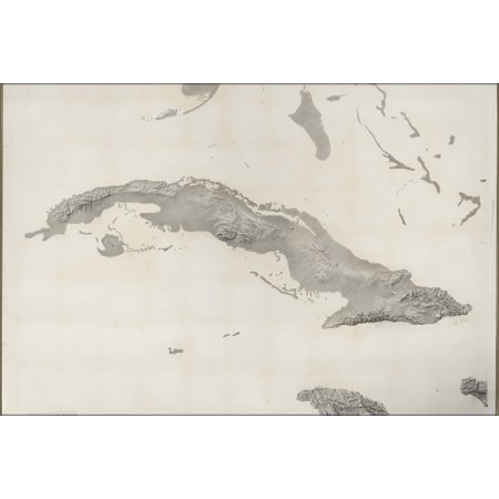 24"x36" Gallery Poster, cia terrain map of Cuba p1