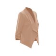 thumbnail image 3 of Women's Casual Fitted Blazer Draped Open Front with Ruched 3/4 Sleeves (S-3XL), 3 of 5