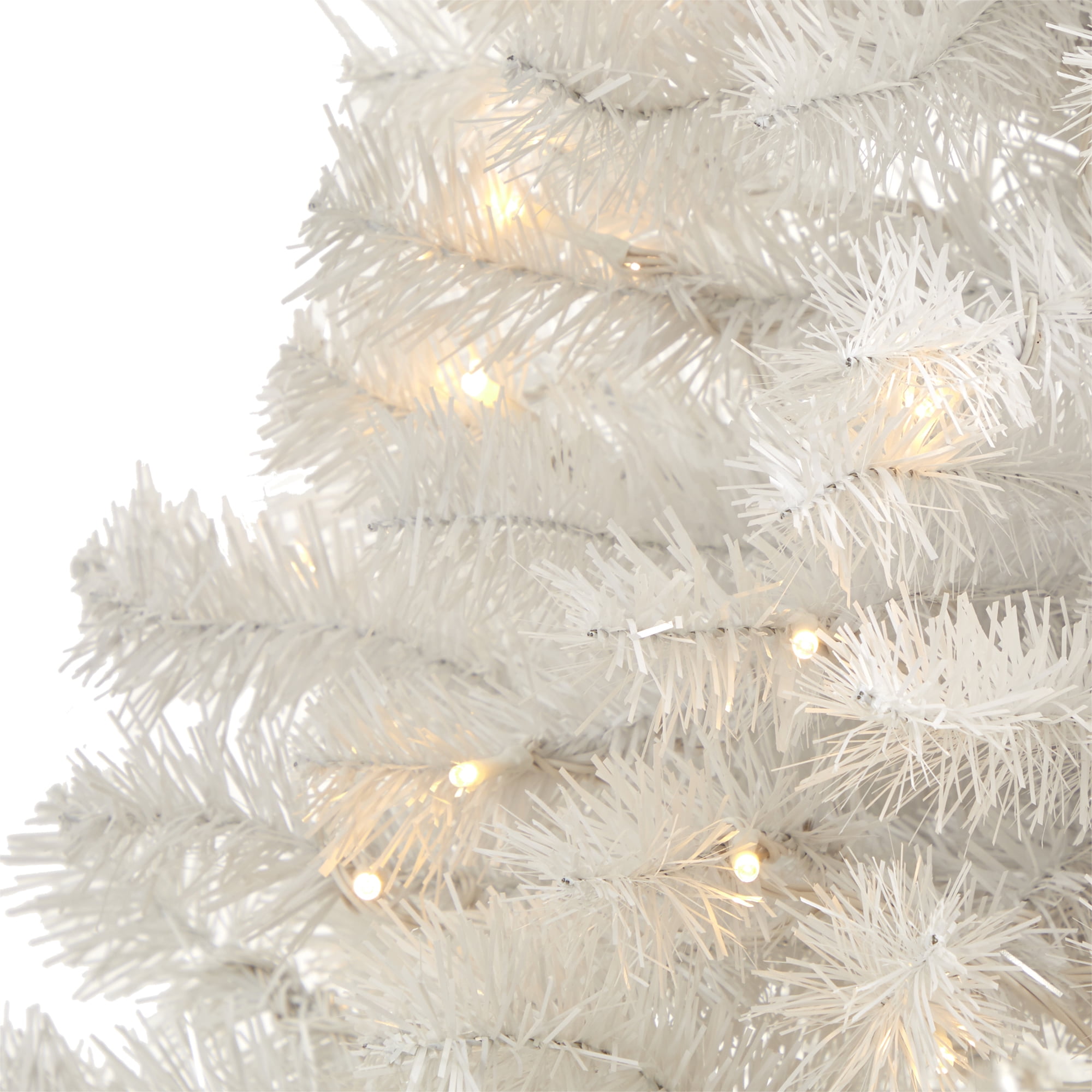 Nearly Natural 4' White Artificial Christmas Tree Prelit 100 Clear LED Lights