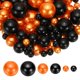 thumbnail image 1 of Uxcell 150 Pcs Perlas Falsas Relleno de Jarrón Perlas para Decoración de Mesa de Boda Fiesta Negro Naranja, 1 of 6