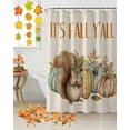 thumbnail image 3 of Fall Thanksgiving Shower Curtain Set ，Waterproof Fabric Shower Curtains Cute Squirrel Nut Pumpkin Linen Texture Shower Curtains for Bathroom,Bathroom Decor 48"x72", 3 of 7