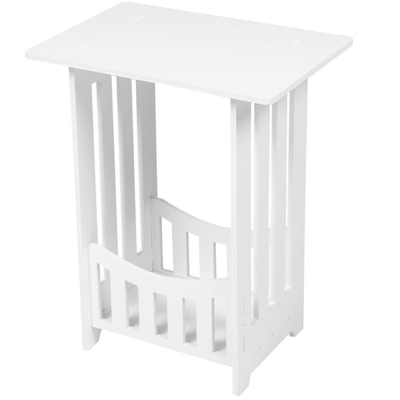 OULII White Simple Side Table for Small Living Room Furniture Storage and Display