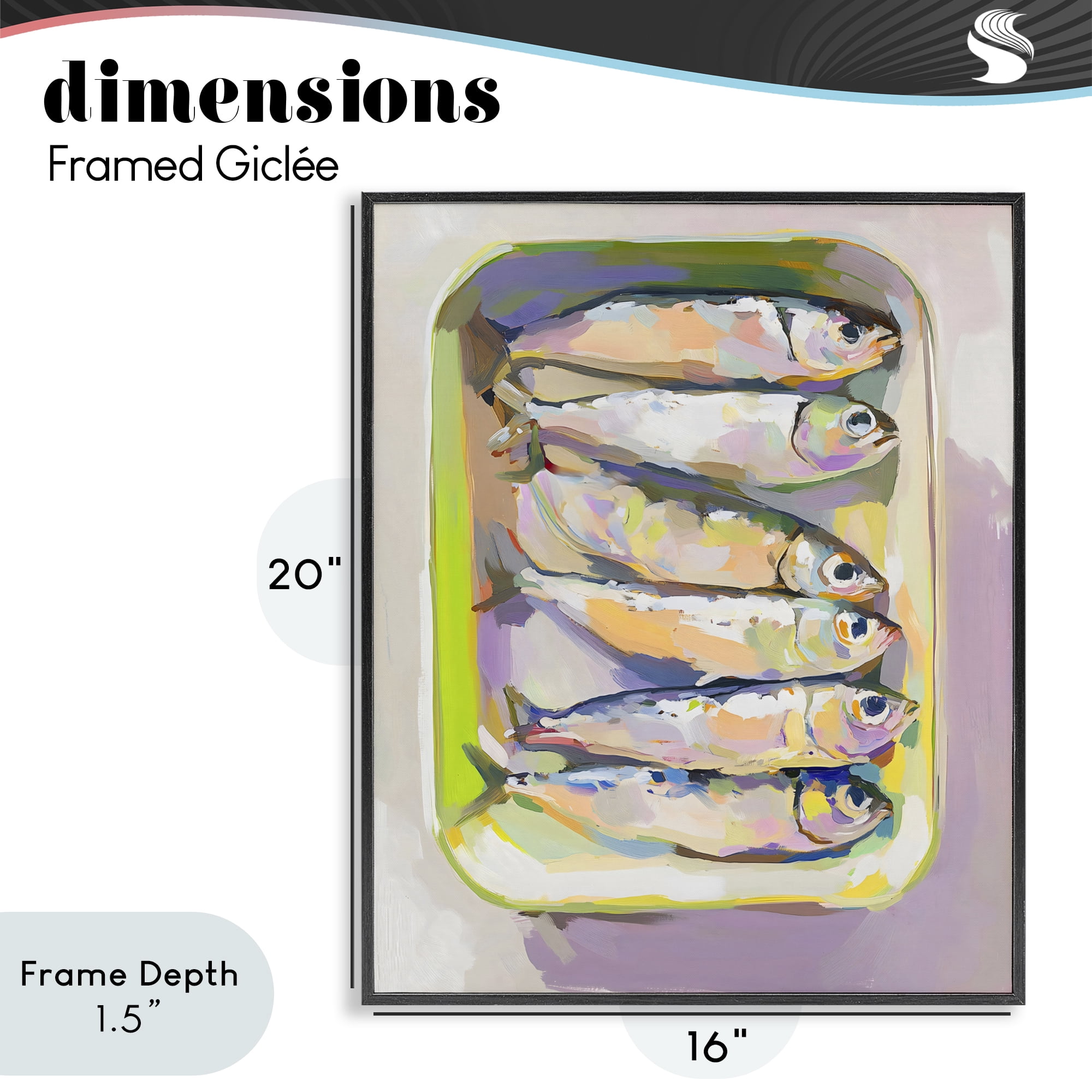 Stupell Industries Vibrant Hued Sardines Black Framed Giclee Art, design by The Prints Vibe