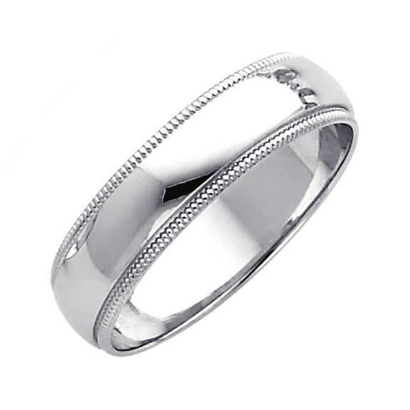 14k White Gold 5mm Milligrain Wedding Band Ring Size 12 Wedding Band for Women and Men - 4.1 Grams