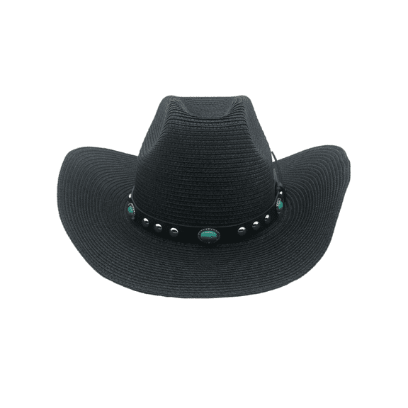 Keevoom Cowboy Straw Hats for Women Men Roll Brim Western Cowgirl Straw Hat Sunshade Hat