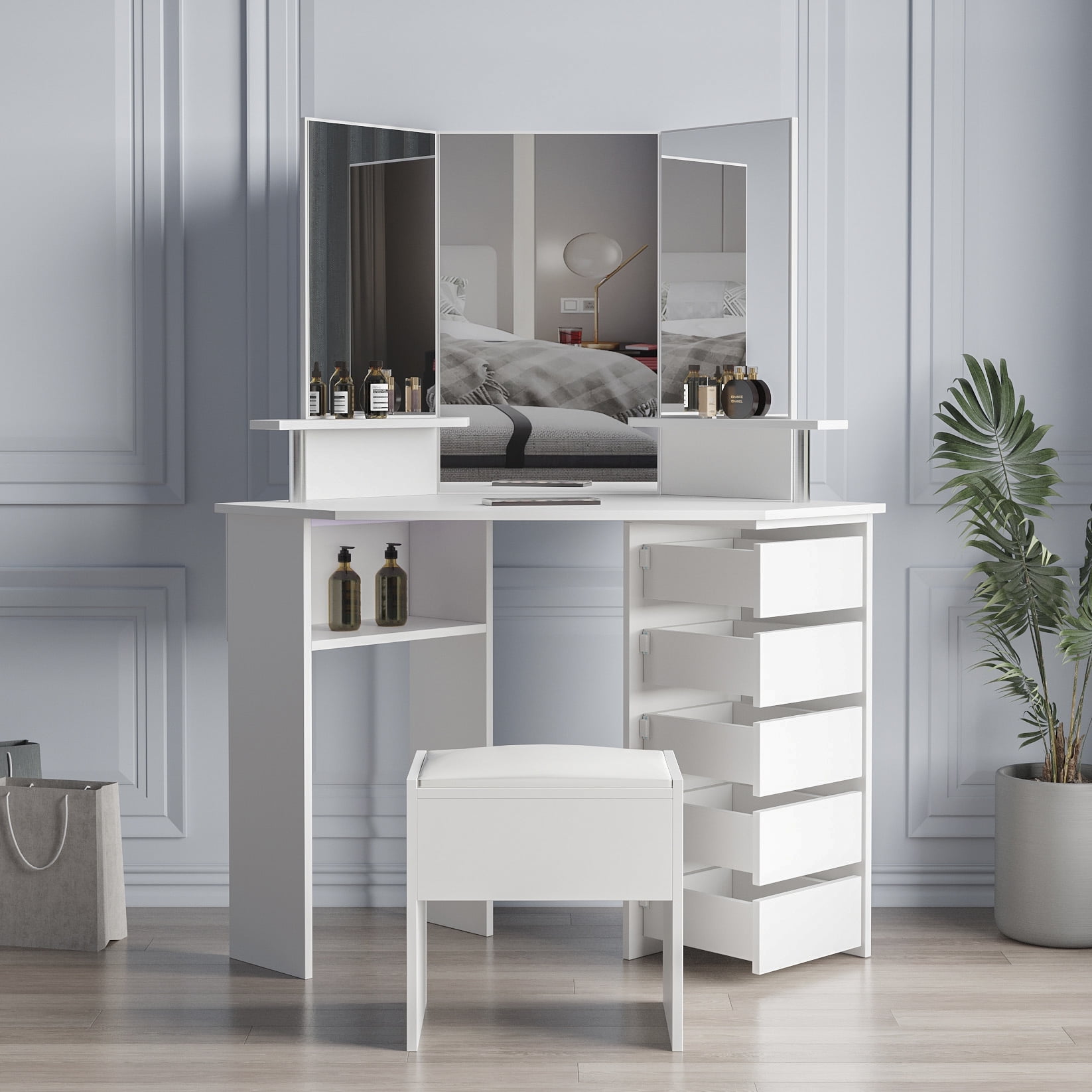 white gloss dressing table set