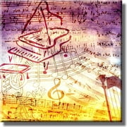 Piano Notes Vintage Picture on Stretched Canvas, Wall Art D cor, Ready to Hang