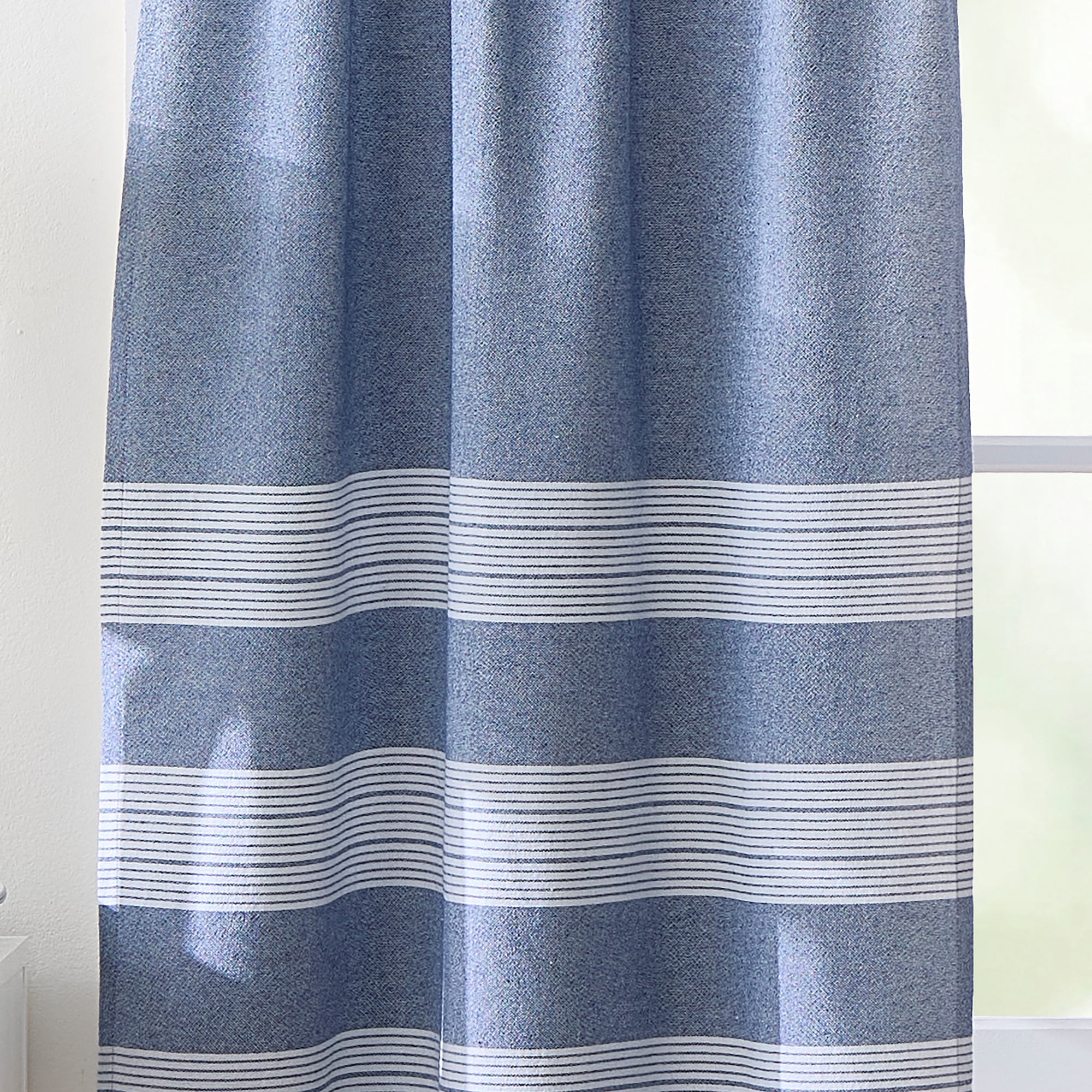 Curtainworks Denim Yarn Dye Valance Blue, 1 Piece, Indoor, Pole Top, 58" x 14", Adult
