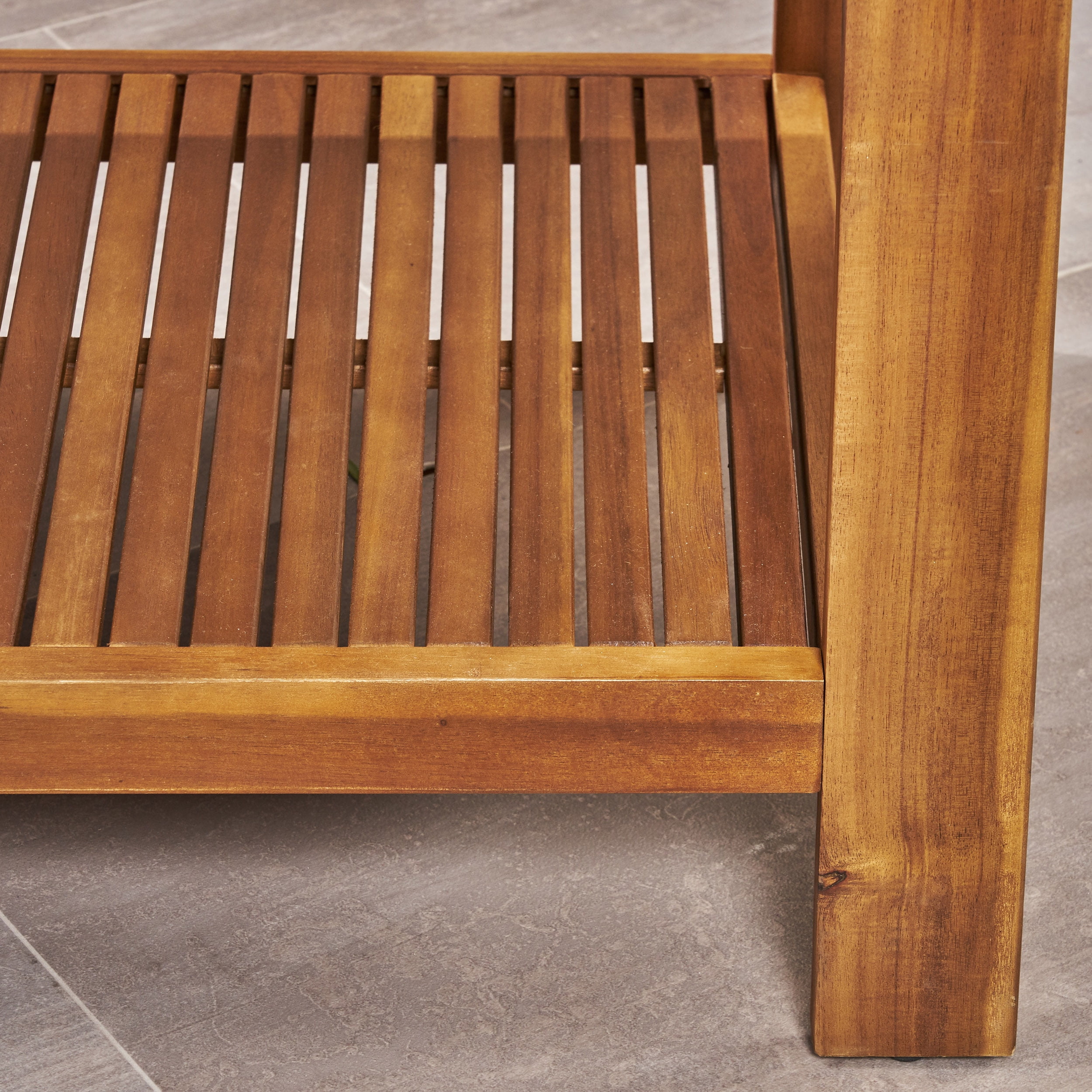 Wilcox Outdoor Acacia Wood Loveseat and Coffee Table Set with Cushions, Teak, Sunbrella Canvas Teal