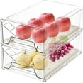 thumbnail image 1 of Eco-Friendly Food Grade PET Material Refrigerator Storage Organizers, Stackable Fridge Drawers, Produce Saver Containers, Bpa-Free, Space Saving, Multifunctional For Kitchen And More (Set Of 2), 1 of 5