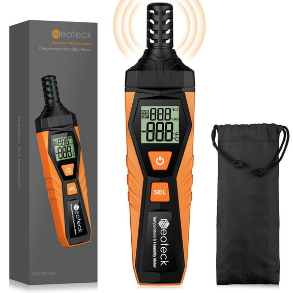 Neoteck 2 in 1 Digital Temperature Humidity Meter Dual Display with LCD Screen Accurate Thermometer Hygrometer with Wet Bulb Dew Point Measurments Widely Used in Home Industry Agriculture HVAC System