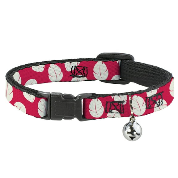 Disney Cat Collar, Breakaway Collar with Bell, Lilo Stitch Bounding Lilo Dress Leaves Red Ivory, 8.5 to 12 Inches 0.5 Inch Wide