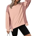 thumbnail image 5 of RQYYD Oversized Sweatshirt for Women Color Block Crewneck Long Sleeve Casual High Low Pullover Sweatshirts Tops Irregular Hem Outfits for Women, 5 of 5