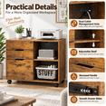 thumbnail image 4 of 3-Drawer Rolling File Cabinet with Large Open Storage Shelves, Lateral Mobile Printer Stand for Home Office, White-Wash Finish, 30.7" L x 15.2" W, 4 of 8