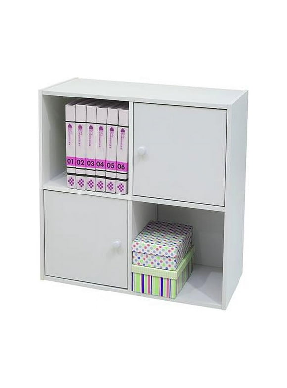 KB BK1563 24 x 24 x 11 in. Wood 2 Door 2 Cube Bookcase - White