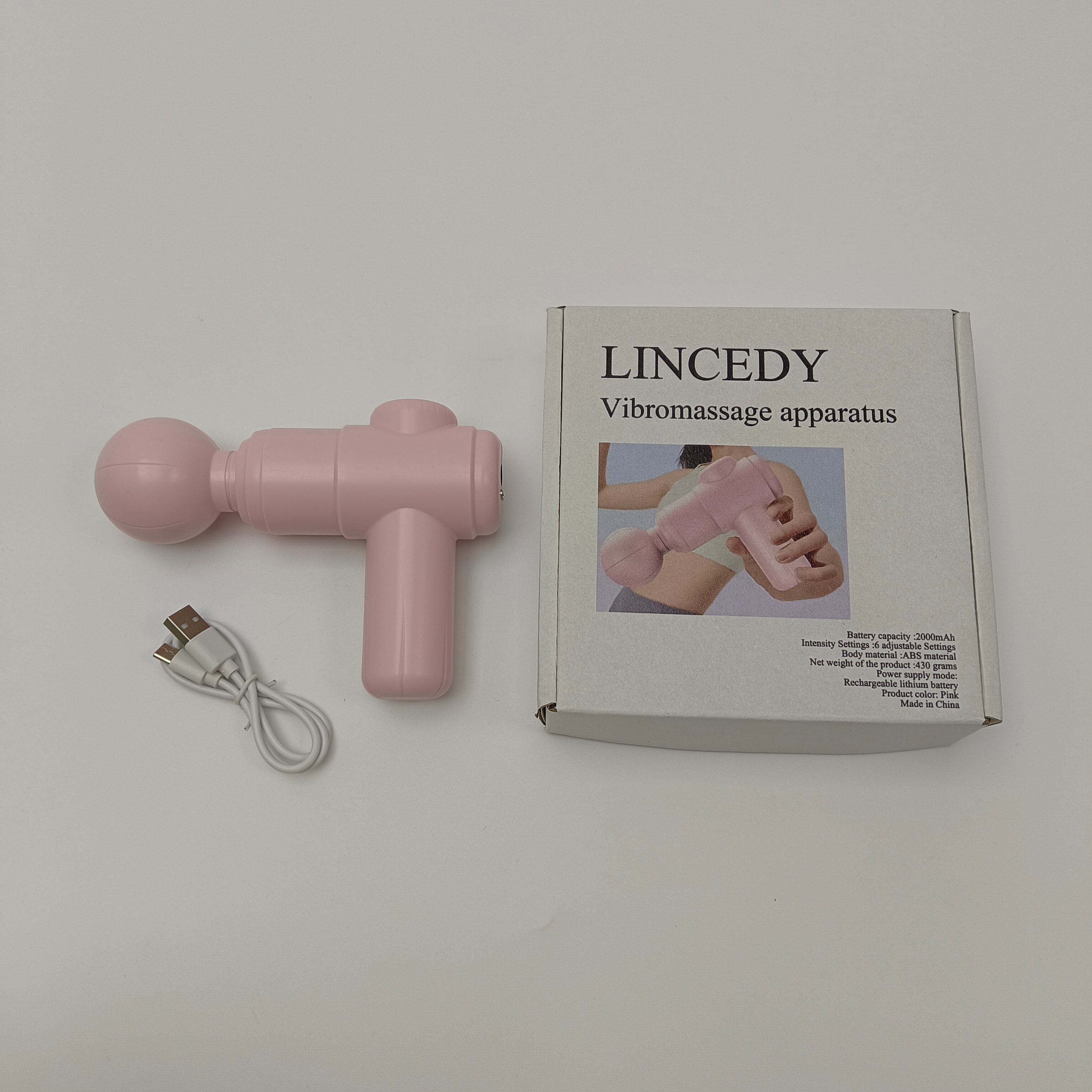 LINCEDY Vibromassage apparatus Pink Handheld Muscle Massage Gun with 6 Intensity Levels