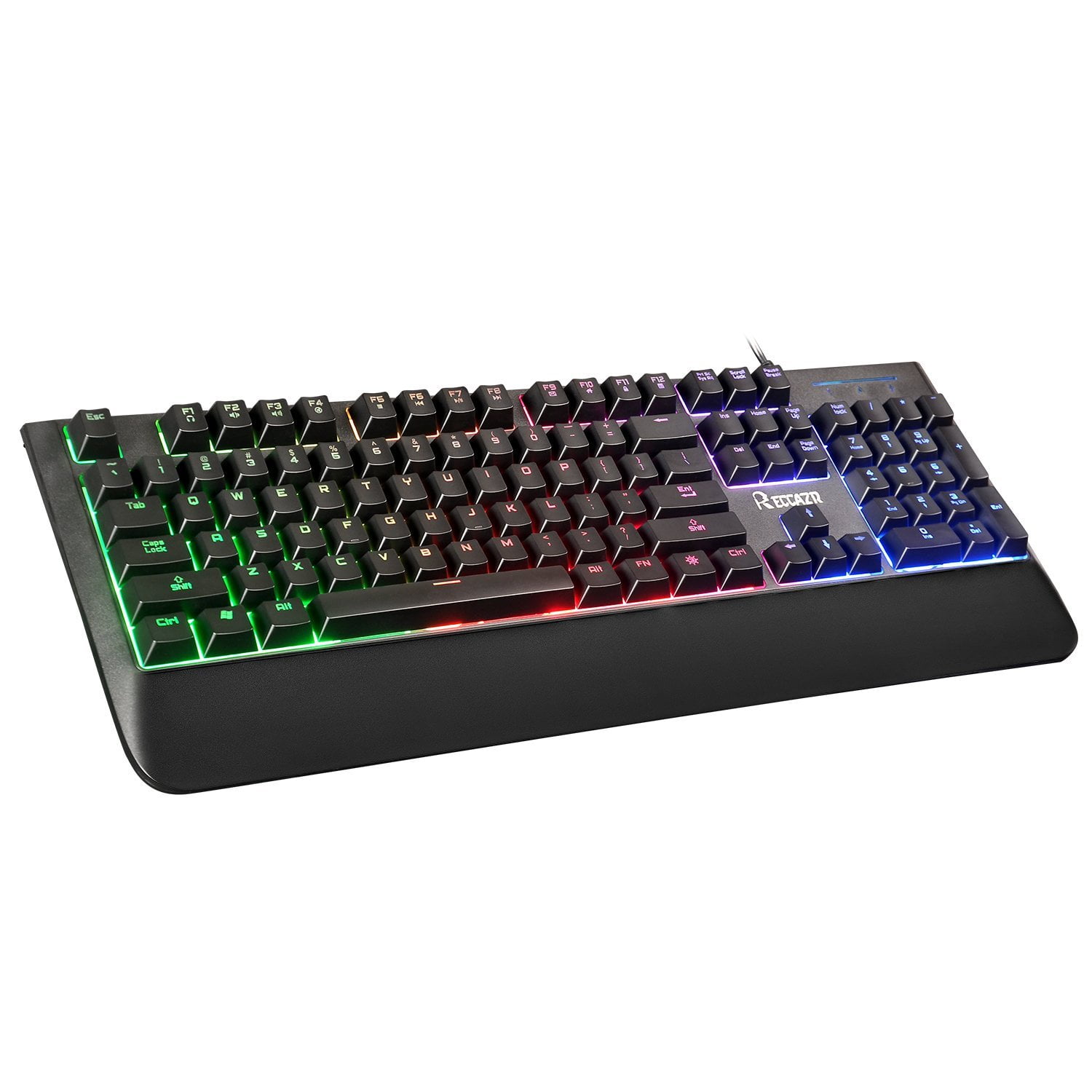 Reccazr Gaming Keyboard Wired Backlit Keyboard with Wrist Rest 19 Keys