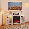 thumbnail image 3 of MELLCOM 55" Fireplace TV Stand for TVs Up to 65", 18" Fireplace Insert with APP Control, Remote Control, 16 Color Lights, Entertainment Center, White, 3 of 7