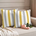 thumbnail image 3 of Pack of 2 Outdoor Pillow Covers 16x16 Inch Waterproof Orange Grey Striped Throw Pillow Covers,Decorative Couch Pillow Shams Protectors Geometric Vertical Stripes White Patio Cushion Pillowcases, 3 of 8